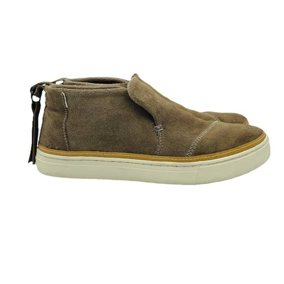 Toms Womens Shoes Size 8.5 Brown Suede Leather Faux Fur Slip On Sneaker Tasseled - Picture 1 of 11